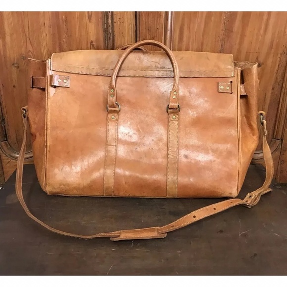 Antique 1955 Leather U S Mail Money Duffle Bag Railroad Overnight Crossbody Bag - Picture 4 of 10